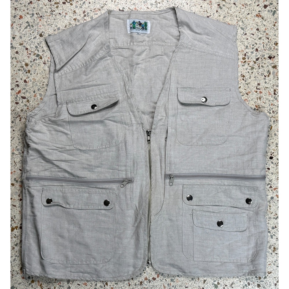 Hunter Sports Men's Full Zip Multi-Pocket‎ Beige Vest Size 40